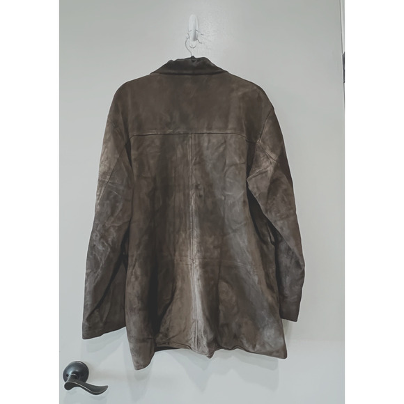 VTG Suede Leather Jacket Chocolate Brown Boho Chic timeless Classic belt Size XL - Picture 3 of 10